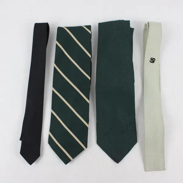 Lot of 4 Men's Neck Ties Assorted Green Black Ivory Mixed Brands