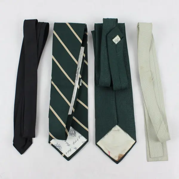 Lot of 4 Men's Neck Ties Assorted Green Black Ivory Mixed Brands