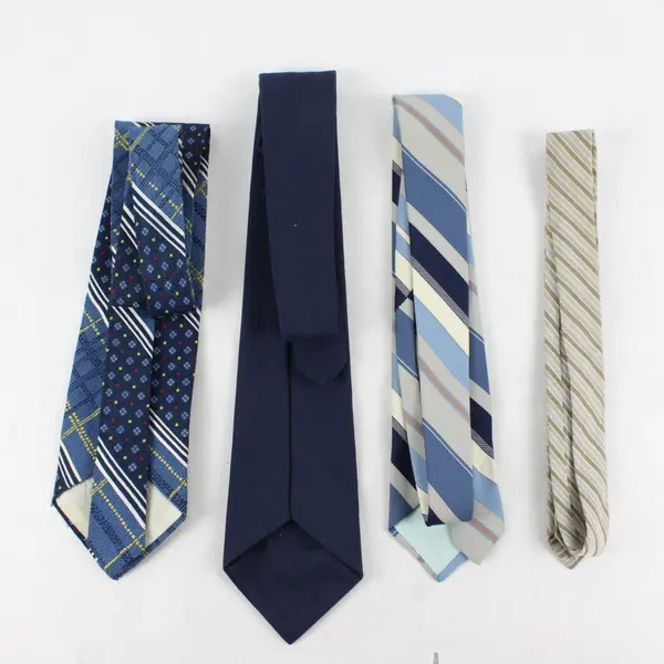 Lot 4 Vintage Neck Ties Montgomery Ward Lucarelli Wash N' Wear Blue Beige