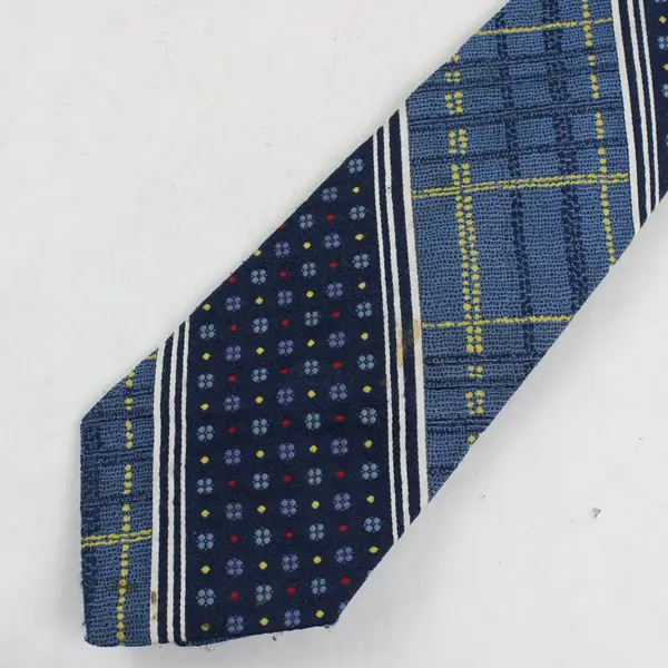Lot 4 Vintage Neck Ties Montgomery Ward Lucarelli Wash N' Wear Blue Beige