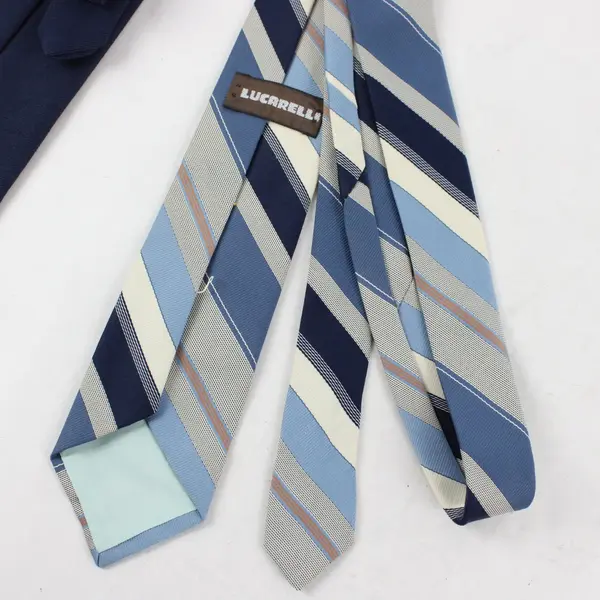 Lot 4 Vintage Neck Ties Montgomery Ward Lucarelli Wash N' Wear Blue Beige