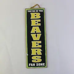 SJT Enterprises You're in the Beavers Fan Zone Wooden Sign Green Yellow