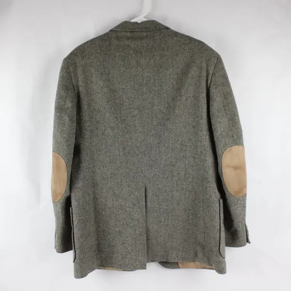 Vintage Haggar Imperial Mens Tweed Grey Blazer Elbow Patches 100% Wool