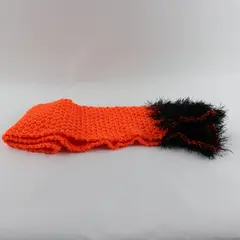 Handmade Crocheted Orange Black Scarf 58in Soft Lightweight