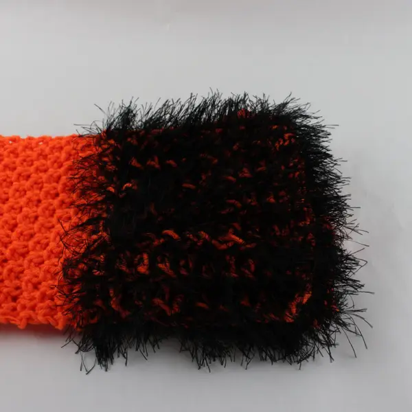 Handmade Crocheted Orange Black Scarf 58in Soft Lightweight