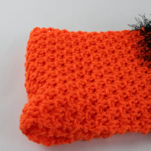 Handmade Crocheted Orange Black Scarf 58in Soft Lightweight