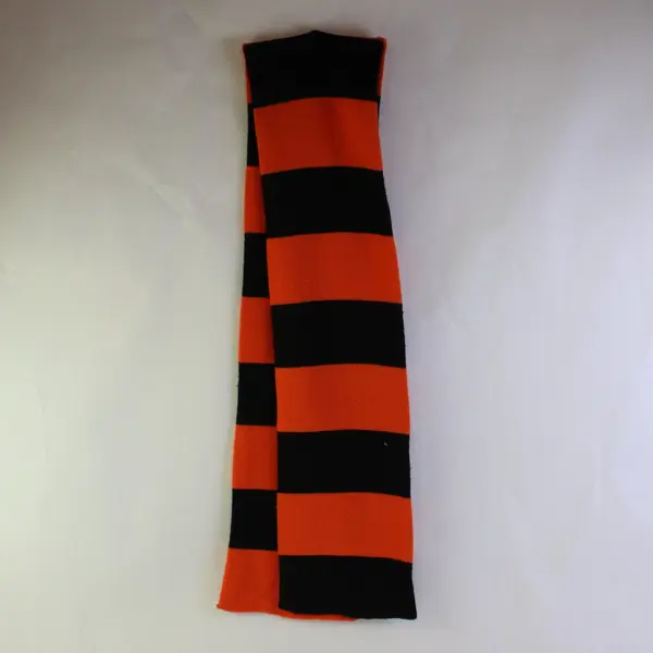 Black Orange Striped Scarf Women's Accessory 66x8 Pre-Owned