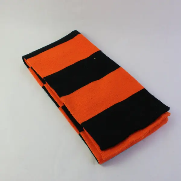 Black Orange Striped Scarf Women's Accessory 66x8 Pre-Owned