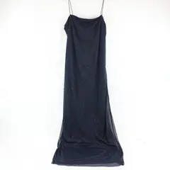 Vintage Byer Too! Navy Blue Beaded Sleeveless Maxi Dress Women's Large FLAWED