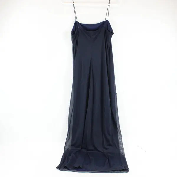 Vintage Byer Too! Navy Blue Beaded Sleeveless Maxi Dress Women's Large FLAWED