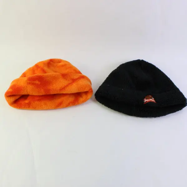 Lot of 2 Fleece Beanies OSU Beaver Orange Marbled Winter Hats