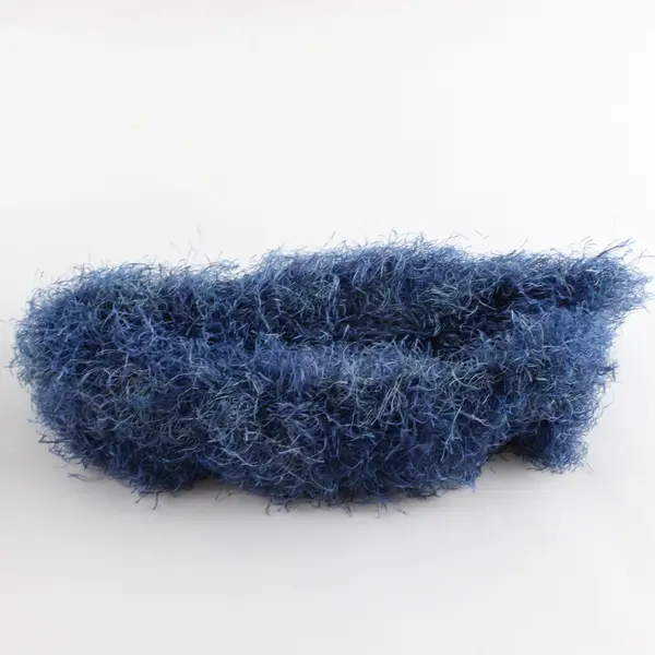 Blue Eyelash Yarn Scarf Soft Lightweight Pre-Owned
