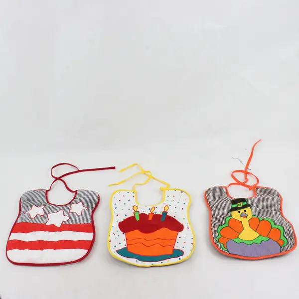 Lot of 3 Vintage Reversible Holiday Baby Bibs