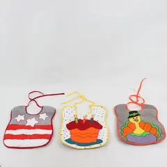Lot of 3 Vintage Reversible Holiday Baby Bibs