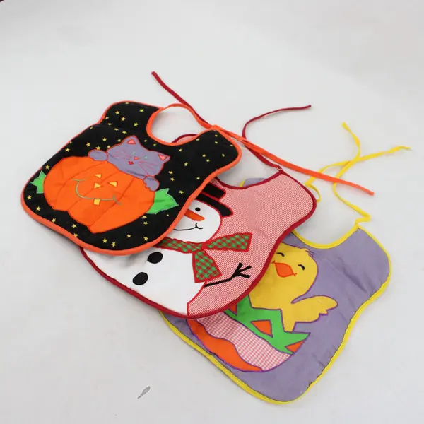 Lot of 3 Vintage Reversible Holiday Baby Bibs