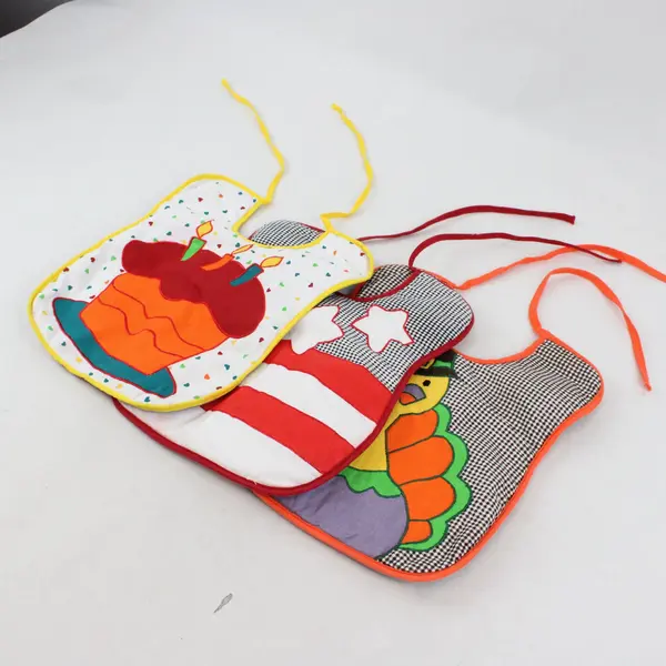 Lot of 3 Vintage Reversible Holiday Baby Bibs