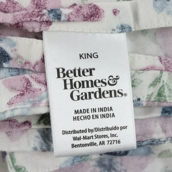 Better Homes and Gardens Pink and Blue Floral Pattern King Flat Fitted Sheet Set