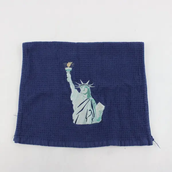 Statue of Liberty Embroidered Blue Cotton Tea Towel