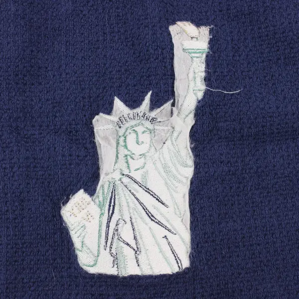 Statue of Liberty Embroidered Blue Cotton Tea Towel