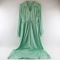 Vintage ‘90s ILGWU Light Teal Collar Long Sleeve Midi Dress