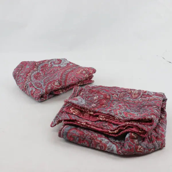 Set of 2 Nolita Red and Blue Paisley Quilted King Pillow Shams