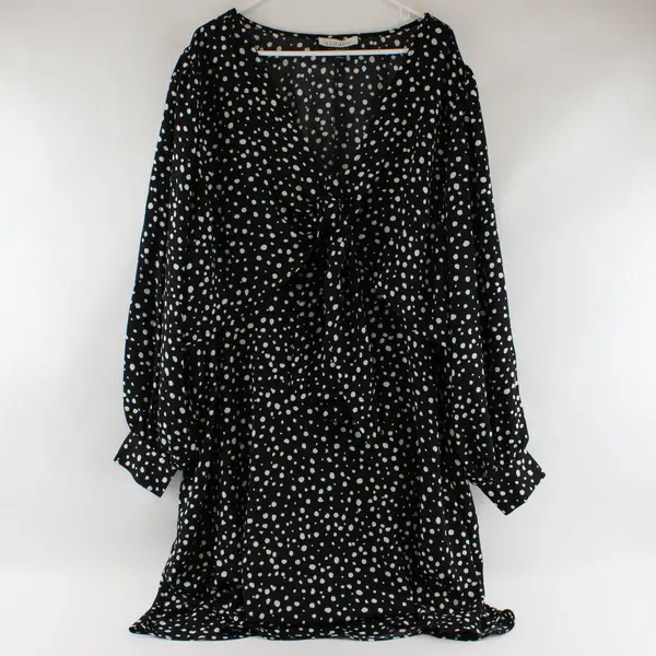  ELOQUII Elements Women's Plus Size Tie Front Dot Print Dress Plus Size 26