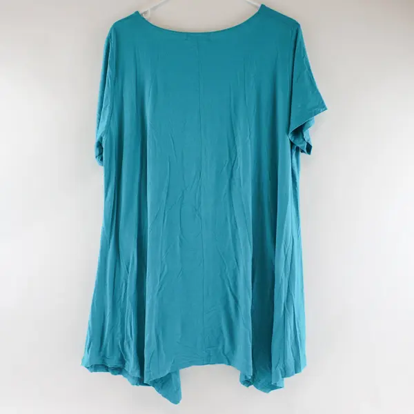 Larace Women's  Teal Blue Size 3X Short-Sleeved Blouse Lightweight Casual 