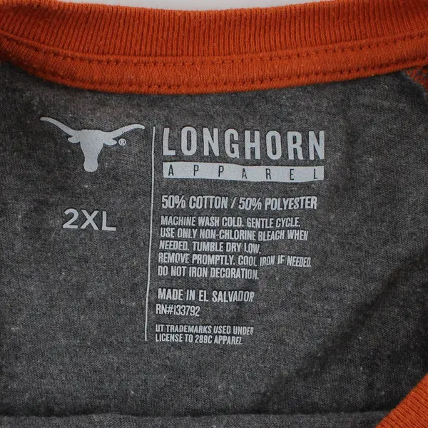 Longhorn Apparel Texas Longhorns Women 2XL Burnt Orange Gray NCAA Football LS