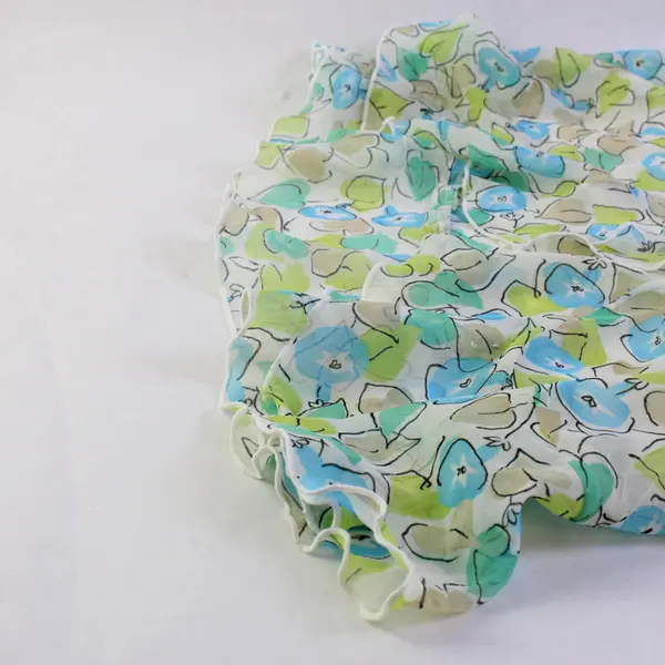 Worthington Blue Green Floral Sheer Midi Skirt Approx 6 Petite