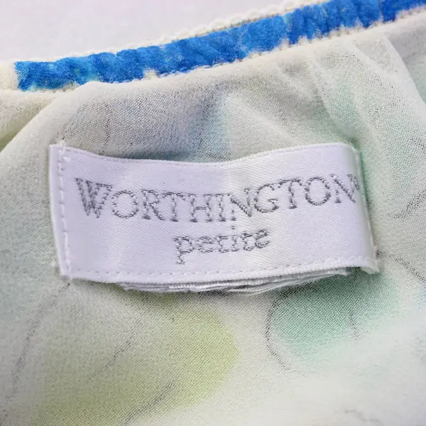 Worthington Blue Green Floral Sheer Midi Skirt Approx 6 Petite