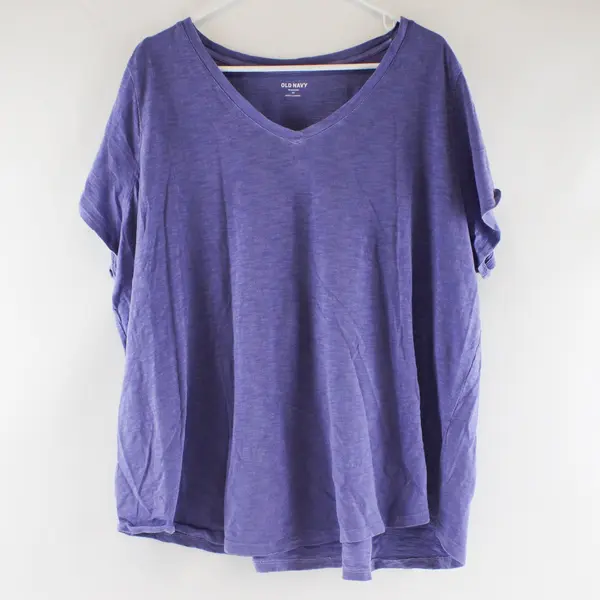 Old Navy Everywear Purple Knit T Shirt Tee Women 3X Short Sleeve Casual V-Neck