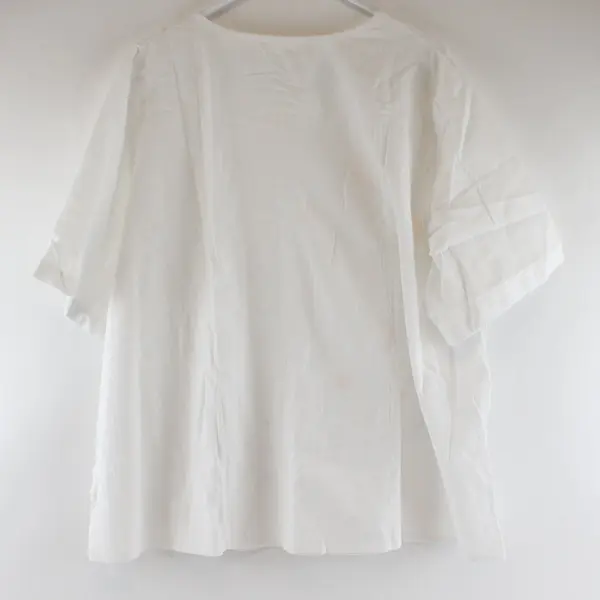 Womens 5XL White Short Sleeve Button Down Floral Print Blouse Top