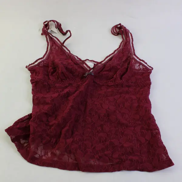 DKNY Maroon Red Unlined Lacy Lingerie Cropped Camisole Top Women's Small