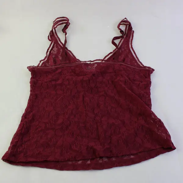 DKNY Maroon Red Unlined Lacy Lingerie Cropped Camisole Top Women's Small