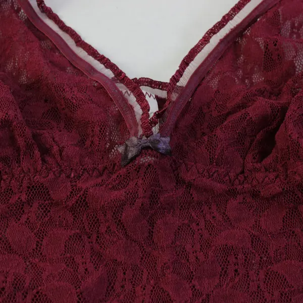 DKNY Maroon Red Unlined Lacy Lingerie Cropped Camisole Top Women's Small