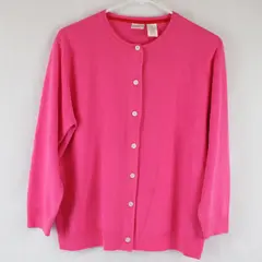 Isaac Mizrahi Women's Essentials Button Up Cardigan Vibrant Pink XL
