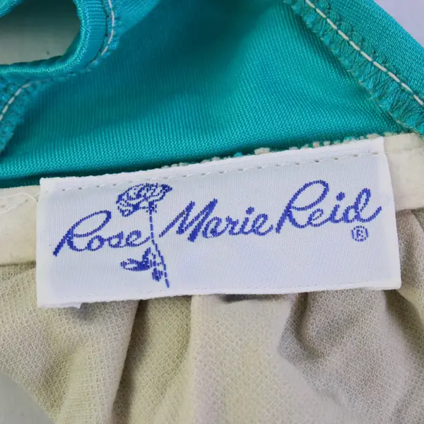 Vintage Rose Marie Reid Teal Purple Strapless Bikini Top Women's Small