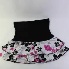 Love Me Kiss Me Pink Black and White Floral Print Strapless Swim Top Women's Med