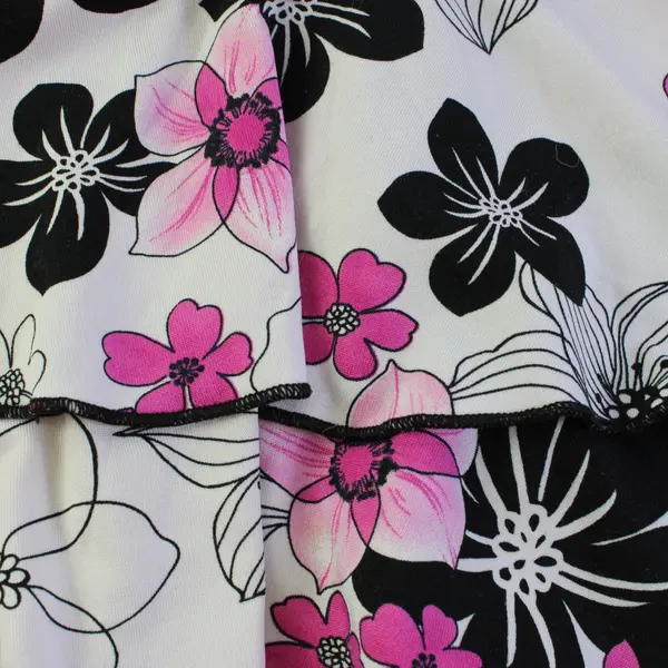 Love Me Kiss Me Pink Black and White Floral Print Strapless Swim Top Women's Med