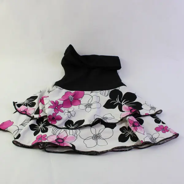 Love Me Kiss Me Pink Black and White Floral Print Strapless Swim Top Women's Med