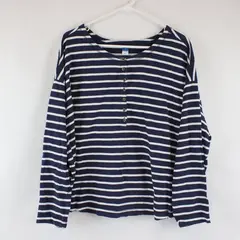 Old Navy Plus Size 3X Navy White Striped Long Sleeve Henley Blouse
