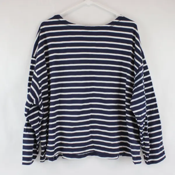 Old Navy Plus Size 3X Navy White Striped Long Sleeve Henley Blouse