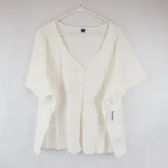 Old Navy Short Sleeve V-Neck White Button Down Womens Shirt 3X
