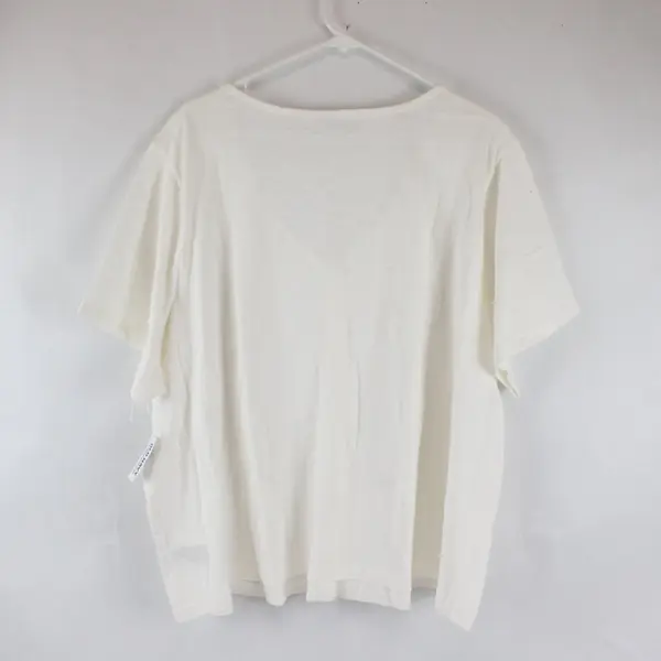 Old Navy Short Sleeve V-Neck White Button Down Womens Shirt 3X