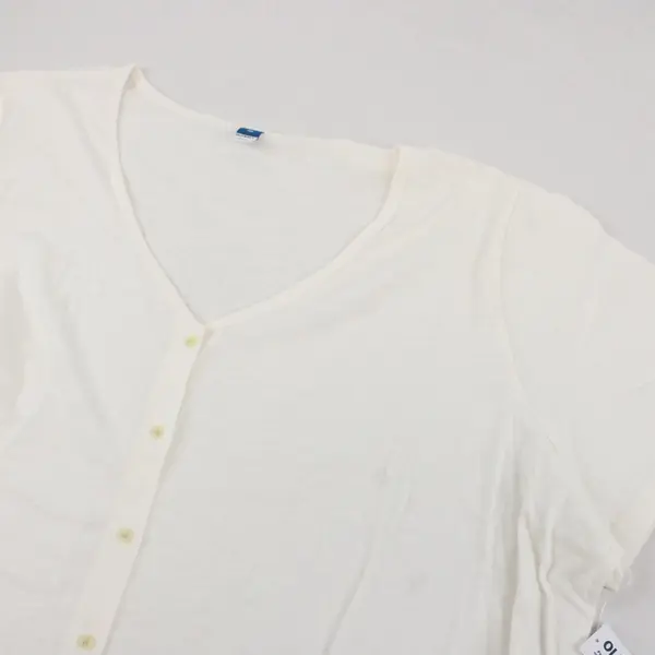 Old Navy Short Sleeve V-Neck White Button Down Womens Shirt 3X