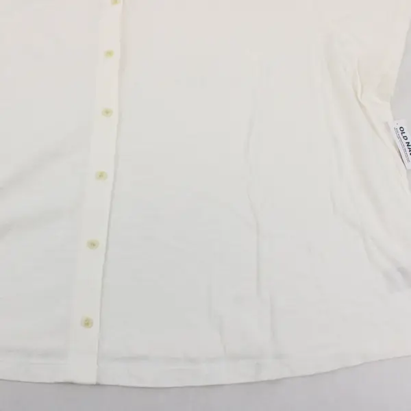 Old Navy Short Sleeve V-Neck White Button Down Womens Shirt 3X
