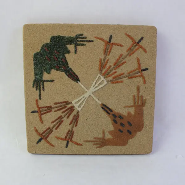 Southwestern Tribal Frog Design Square Trivet Coaster 5"