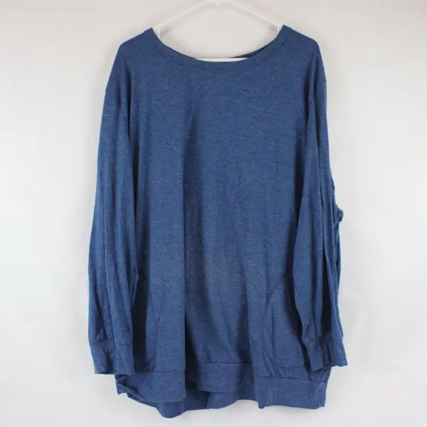Womens Plus Size 26W Blue Top Long Sleeve Stretch Casual Blouse