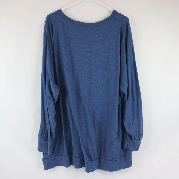 Womens Plus Size 26W Blue Top Long Sleeve Stretch Casual Blouse