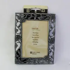 Vintage Decorel Silver-Tone Rose Design Tabletop Photo Frame 3.5"x5"